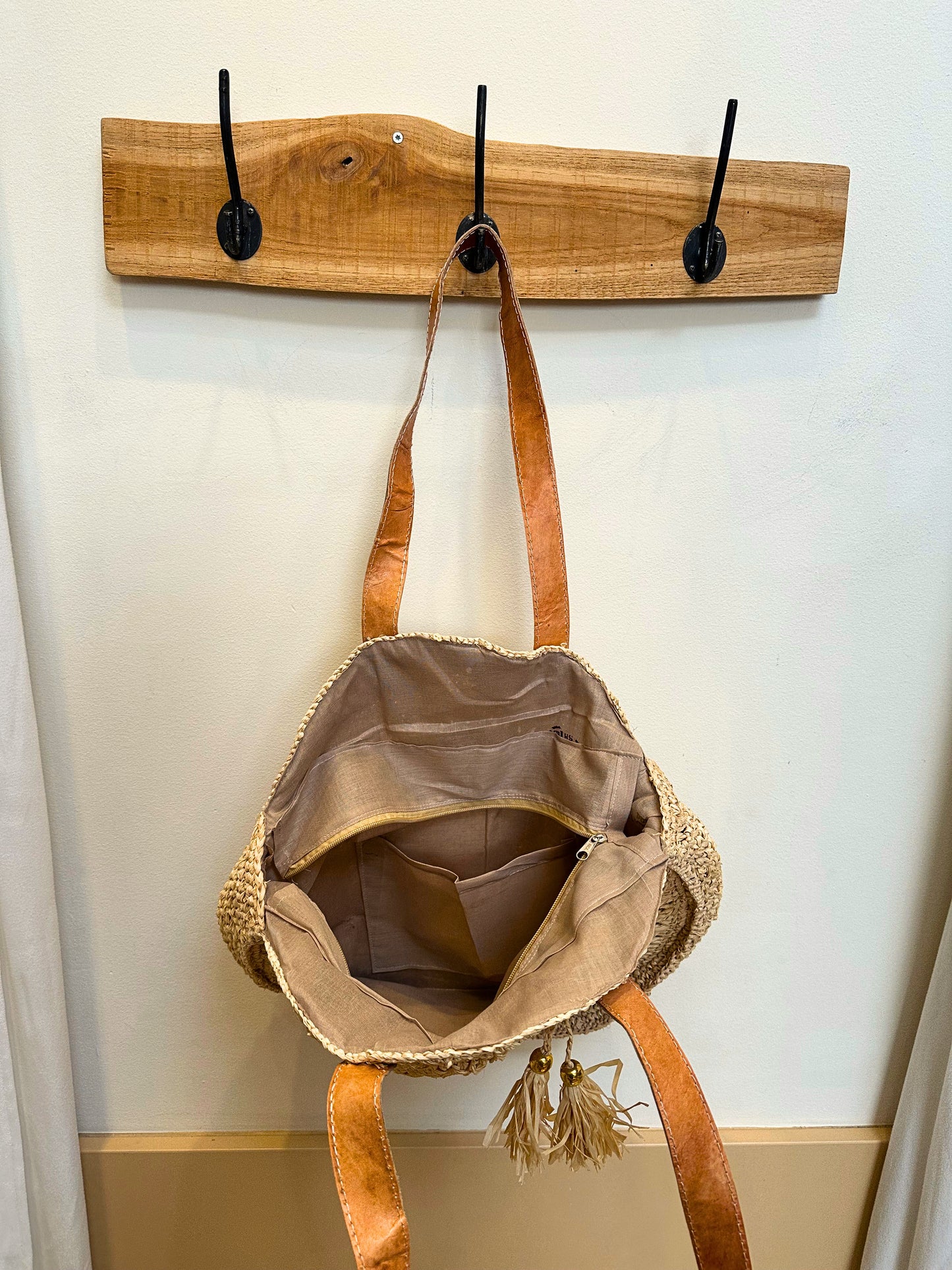 Luca ronde raffia tas | Naturel