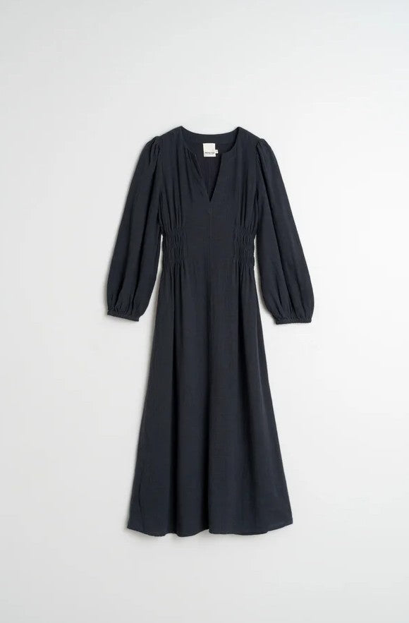 Crepe cotton boho dress in Navy | Indi & Cold