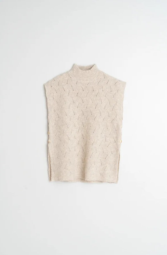 Pull over ajour knit in Beige | Indi & Cold