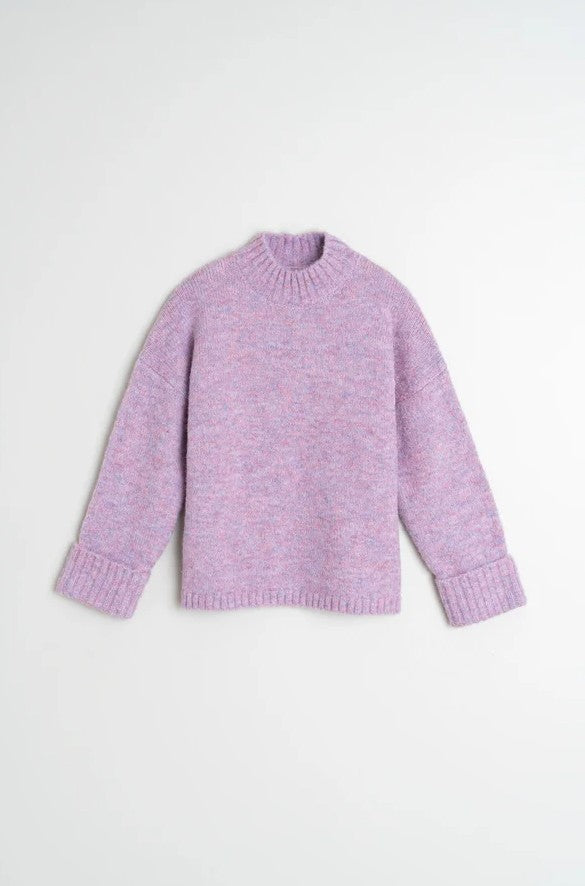 Chunky knitted sweater with a turtle neck in Lavender | Indi & Cold