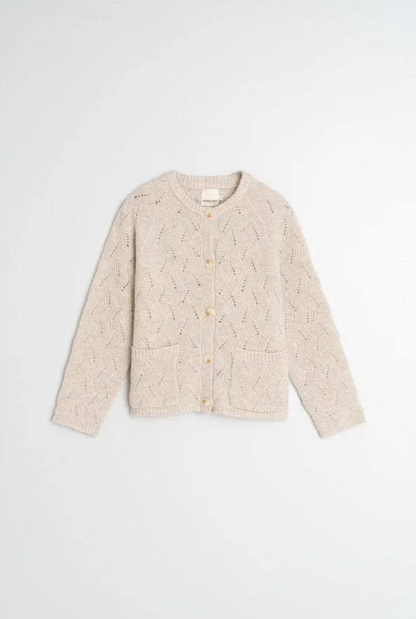 Cardigan with ajour detail in Beige | Indi & Cold