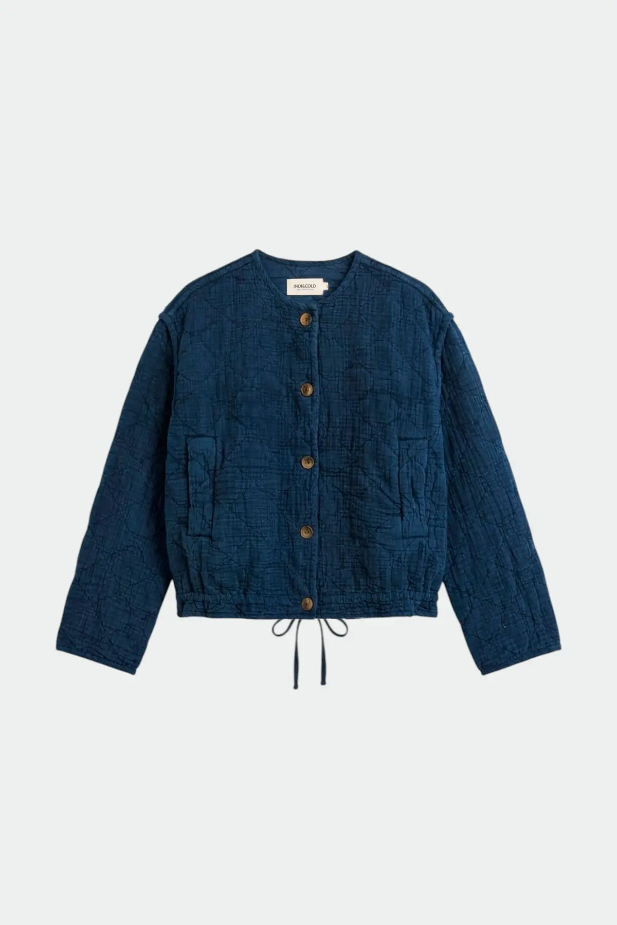 Indi & Cold Quilted Cotton-Gauze Jacket in Indigo Blue