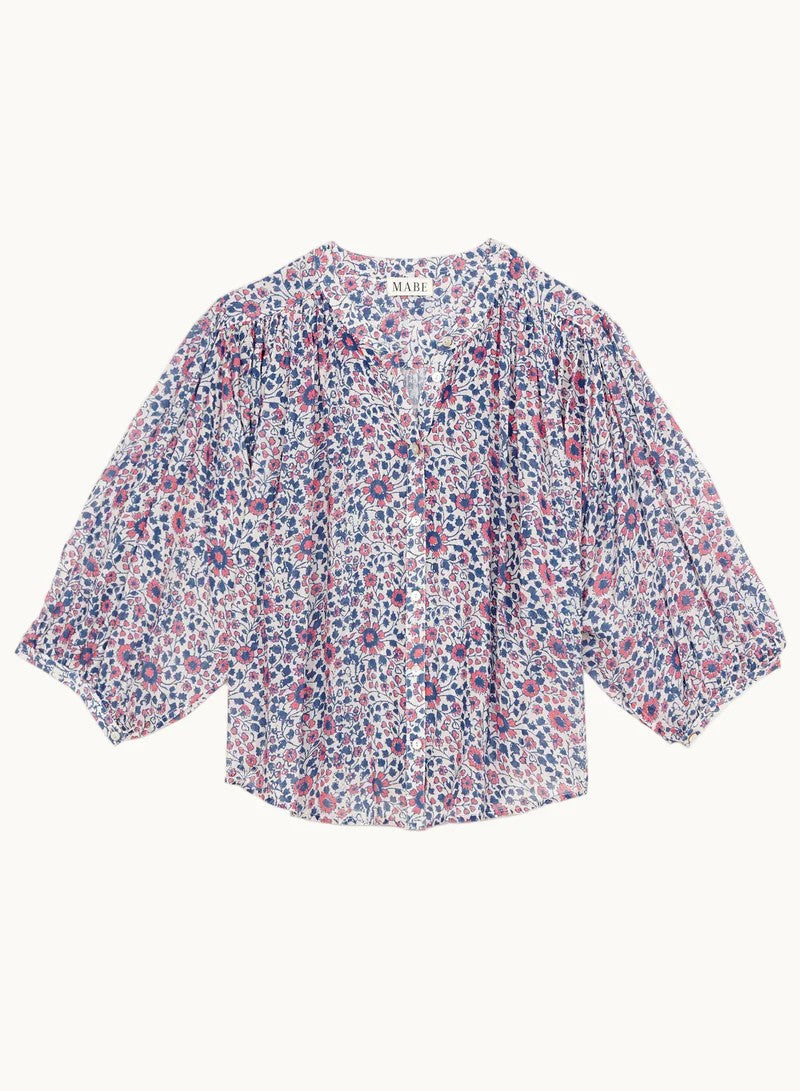 Blouse met bloemenprint in Blue| M.A.B.E.