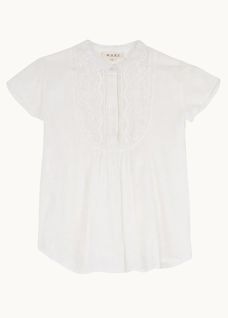 Short sleeve summer blouse in White | M.A.B.E.