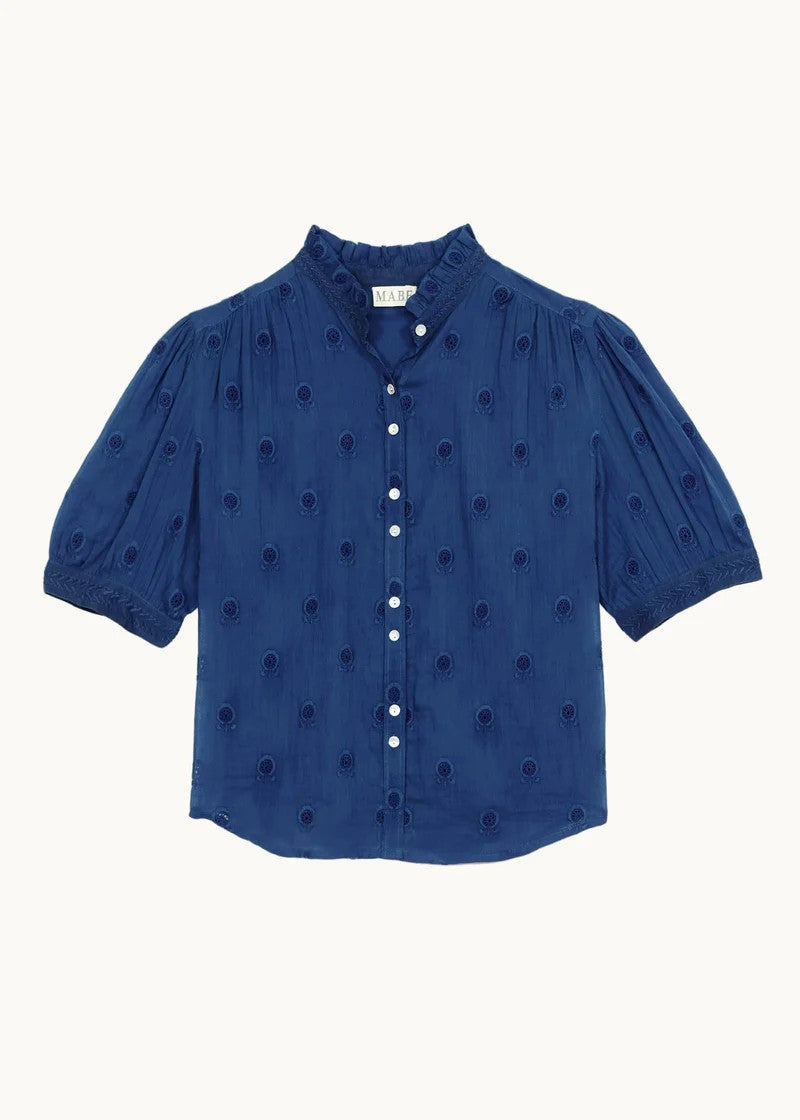 Blouse met bloemenborduursel in Blue | M.A.B.E.
