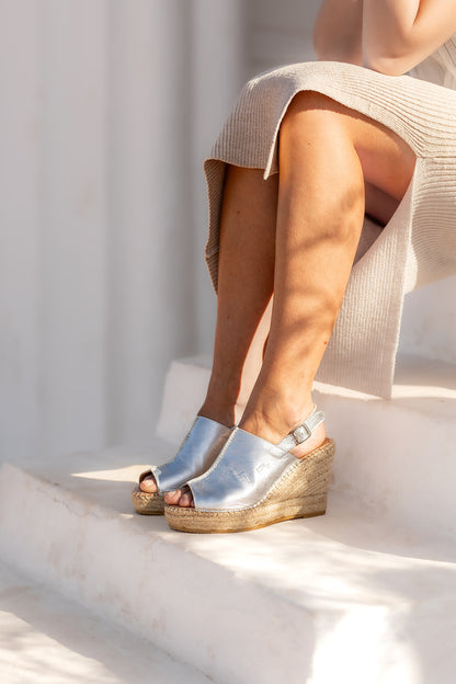 Lynn Metal wedge espadrilles in Silver