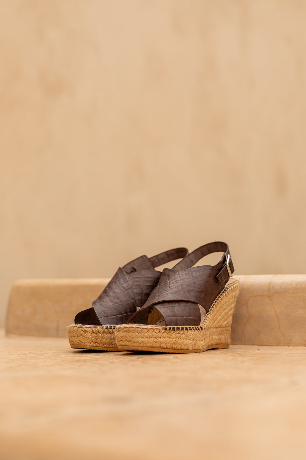 Kyra Croco espadrilles in Coffee