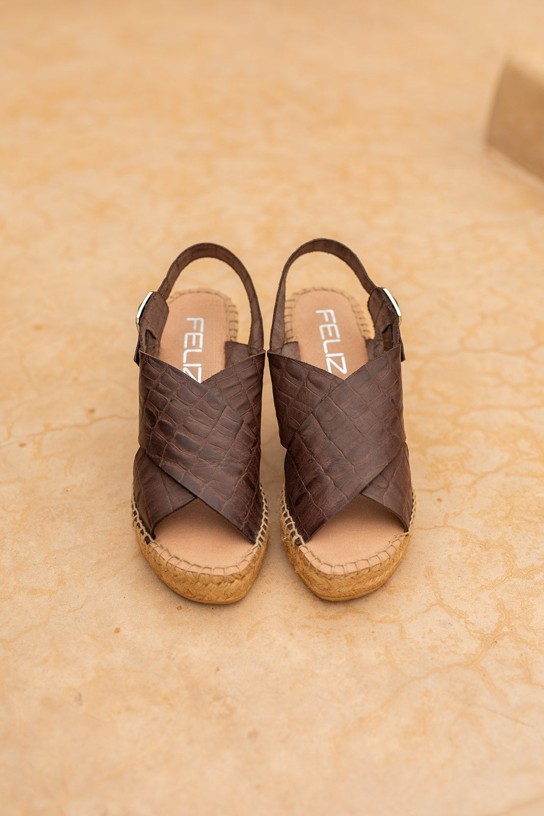 Kyra Croco espadrilles in Coffee