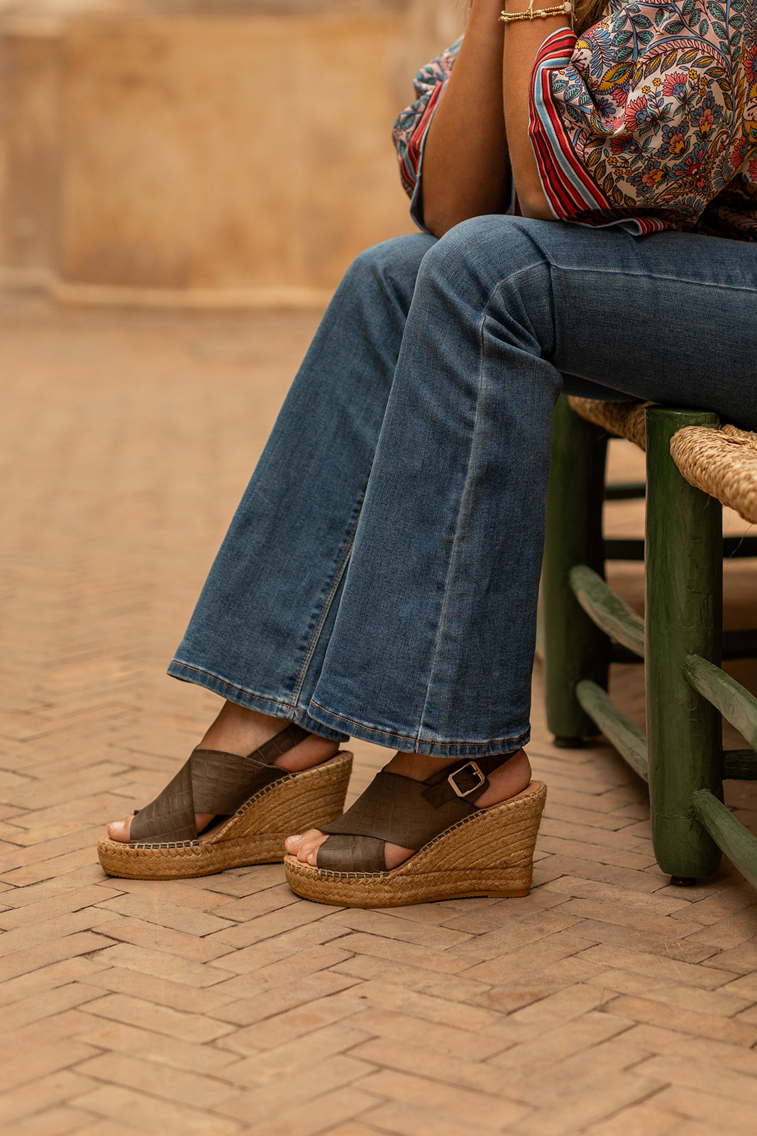 Kyra Croco espadrilles in Olive