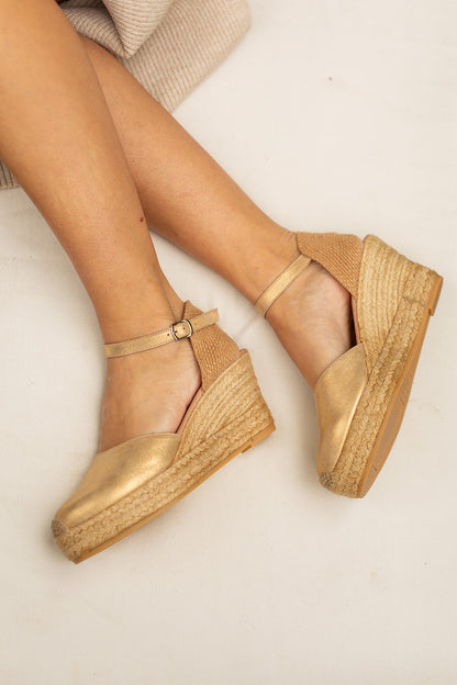 Kenza metal espadrilles in Gold