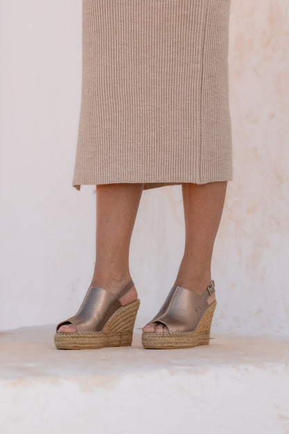 Lynn Metal wedge espadrilles in Bronze