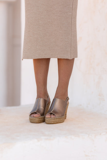 Lynn Metal wedge espadrilles in Bronze