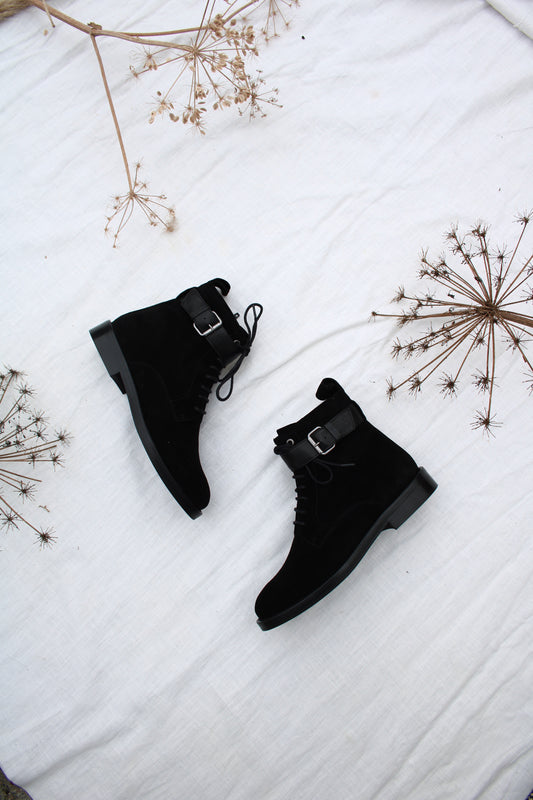 Zena lace up ankle boot in 'Black' suede