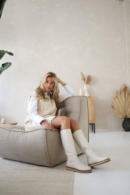 Mila hoge laarzen in Off White