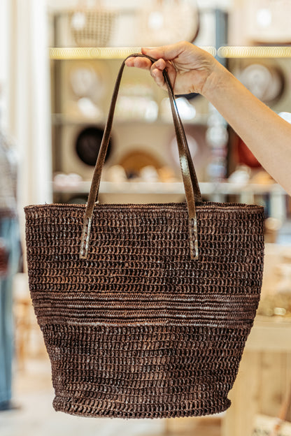 June raffia mand tas | Choco brown