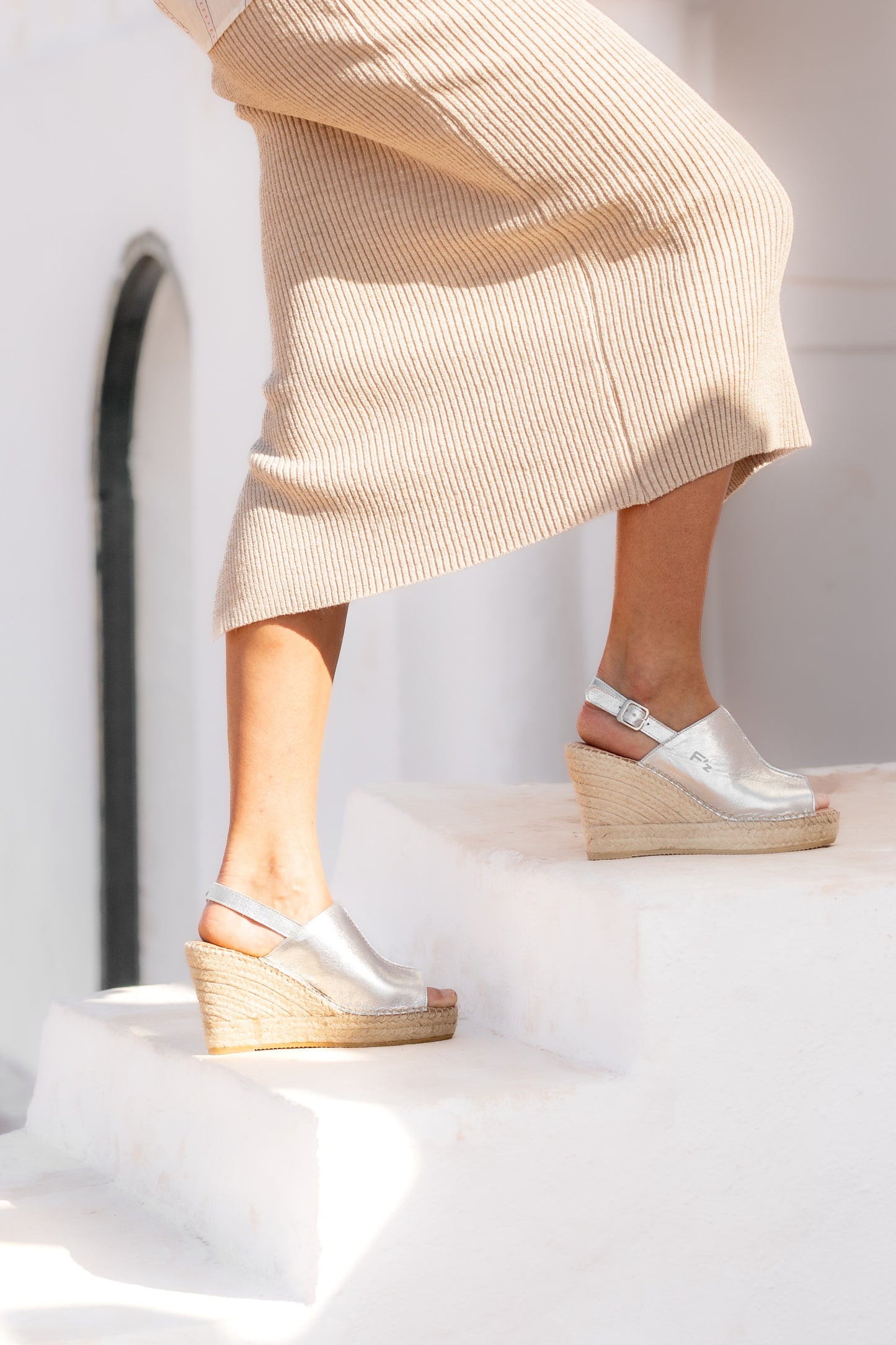 Lynn Metal wedge espadrilles in Silver