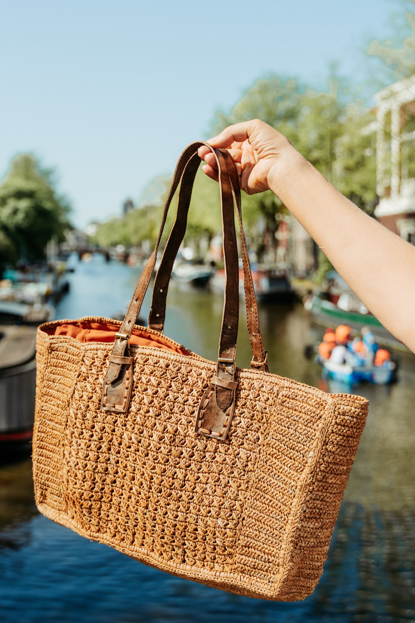 Sol raffia basket bag | Cinnamon