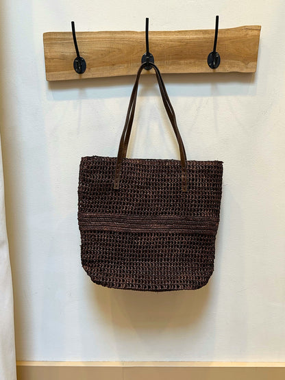 June raffia mand tas | Choco brown