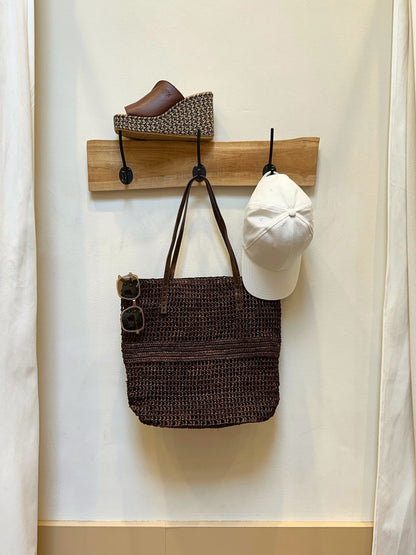 June raffia mand tas | Choco brown