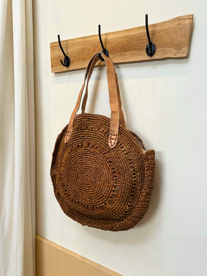 Luca round raffia bag | Cinnamon