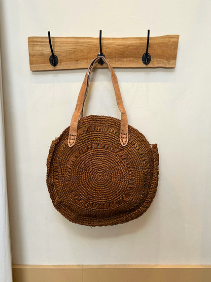 Luca round raffia bag | Cinnamon