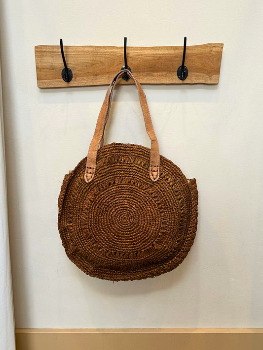 Luca round raffia bag | Cinnamon