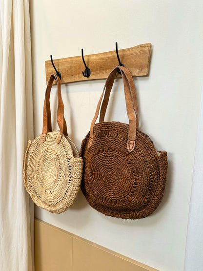 Luca round raffia bag | Cinnamon
