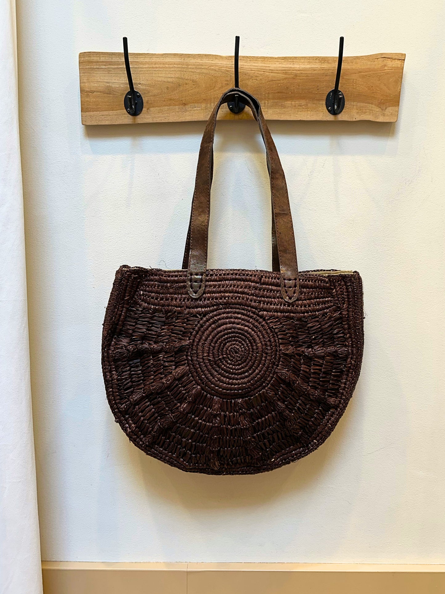 Coco raffia basket bag | Choco Brown