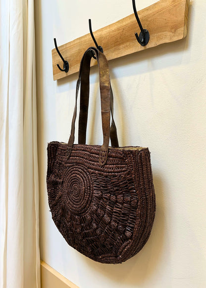 Coco raffia basket bag | Choco Brown