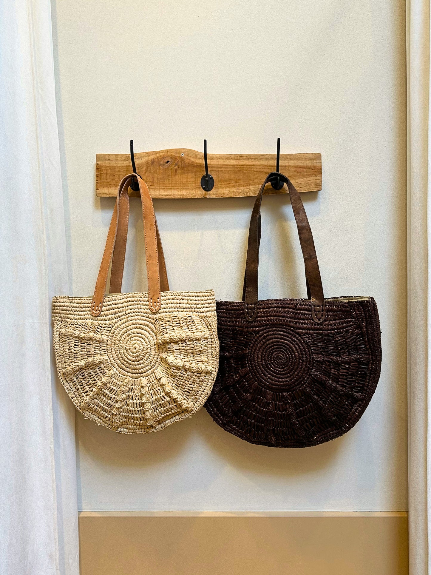 Coco raffia basket bag | Choco Brown