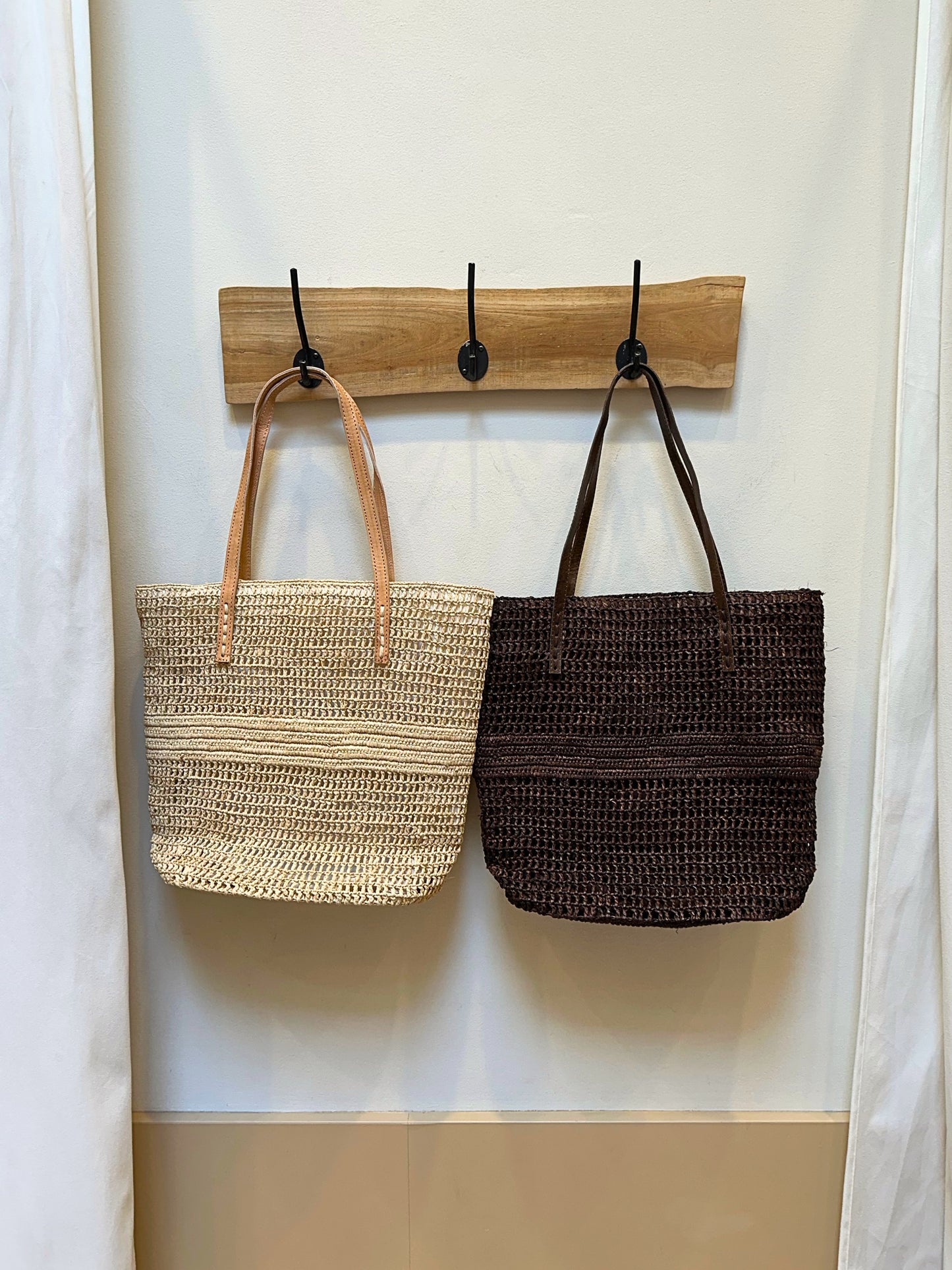 June raffia mand tas | Choco brown