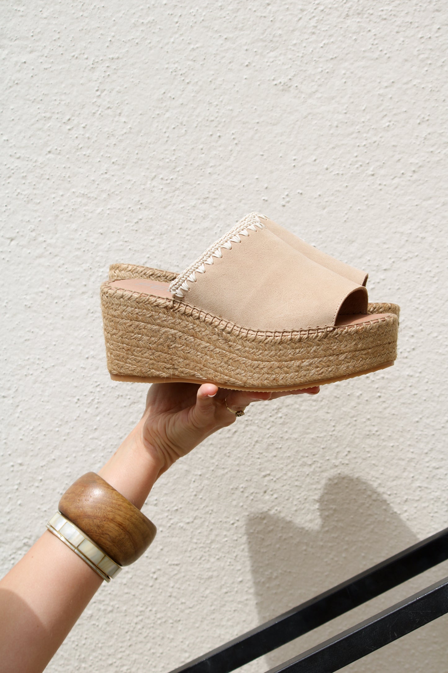 Sarah crochet platform espadrilles in Sahara