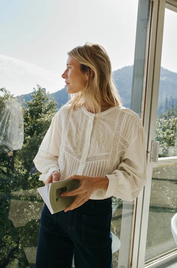 Romantic boho blouse in Off White | Indi & Cold