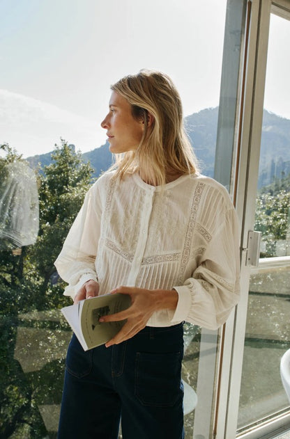 Romantic boho blouse in Off White | Indi & Cold