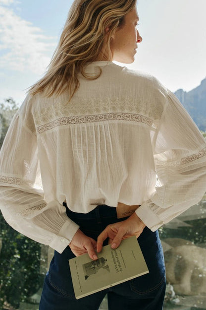 Romantic boho blouse in Off White | Indi & Cold