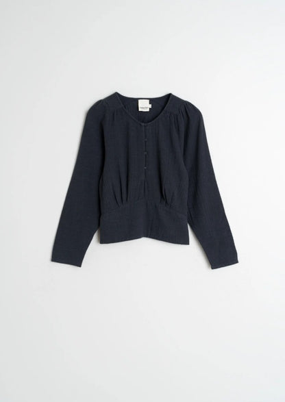 Crepe cotton boho blouse in Navy | Indi & Cold