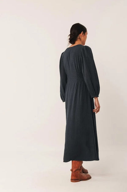 Crepe cotton boho dress in Navy | Indi & Cold