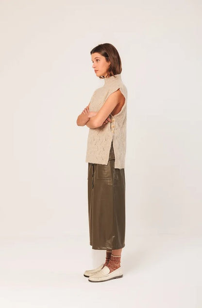 Pull over ajour knit in Beige | Indi & Cold