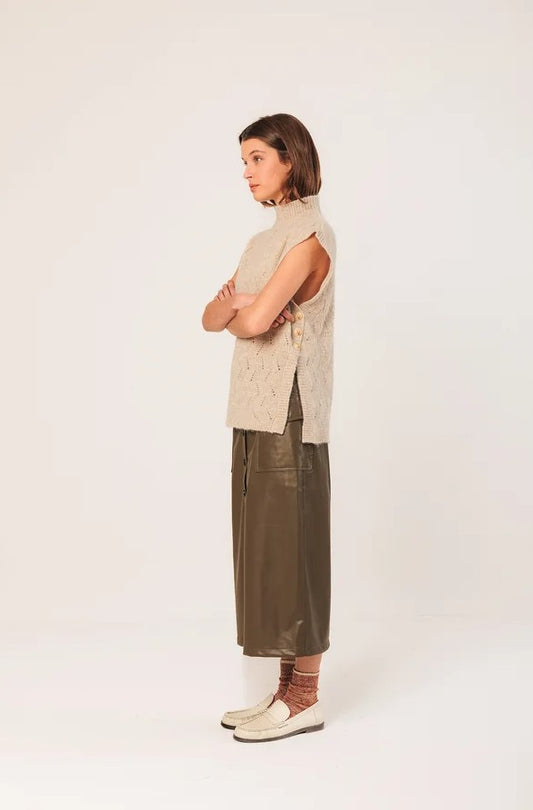 Pull over ajour knit in Beige | Indi & Cold