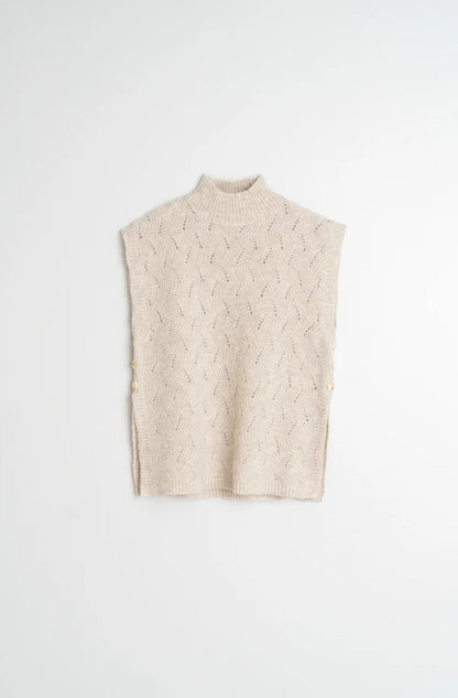 Pull over ajour knit in Beige | Indi & Cold