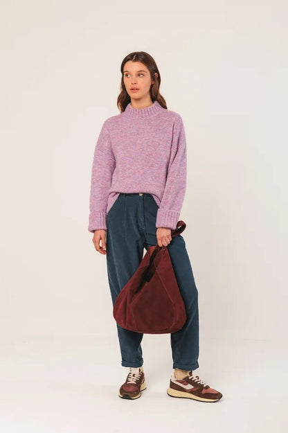 Chunky knitted sweater with a turtle neck in Lavender | Indi & Cold