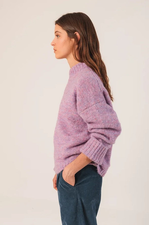 Chunky knitted sweater with a turtle neck in Lavender | Indi & Cold