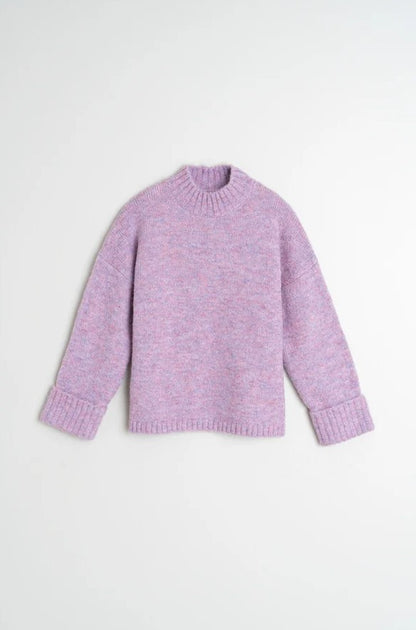 Chunky knitted sweater with a turtle neck in Lavender | Indi & Cold