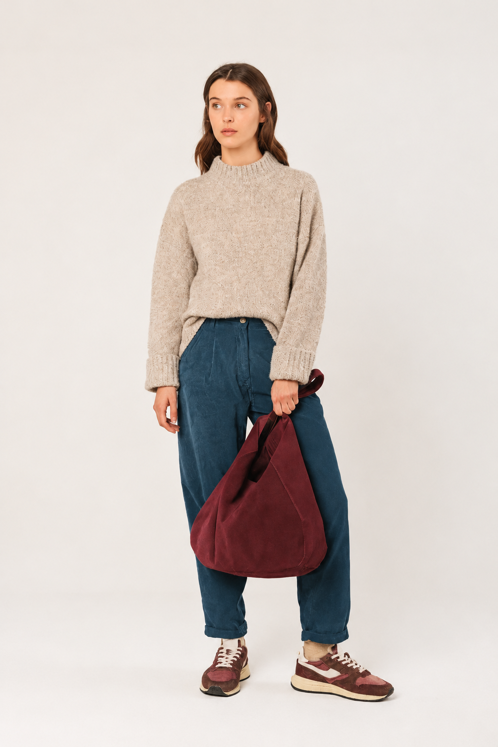 Indi & Cold grofgebreide coltrui in Beige