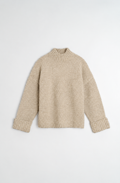 Indi & Cold grofgebreide coltrui in Beige