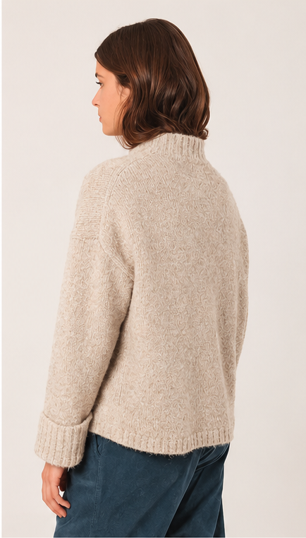 Indi & Cold grofgebreide coltrui in Beige