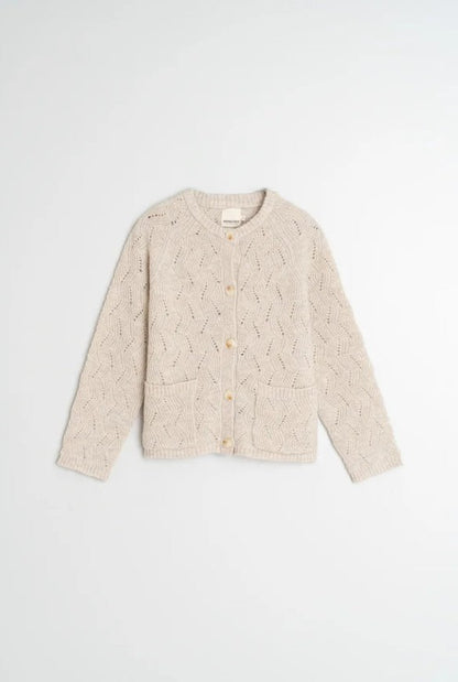 Cardigan with ajour detail in Beige | Indi & Cold