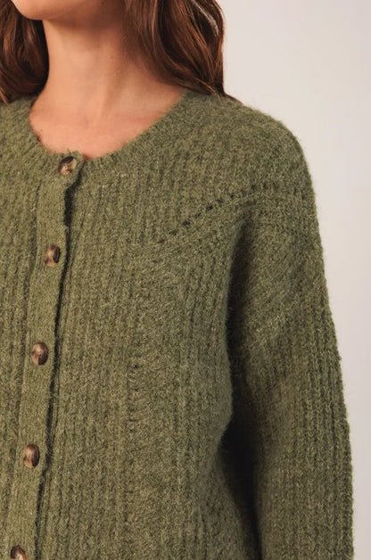Chunky knitted cardigan in Green | Indi & Cold