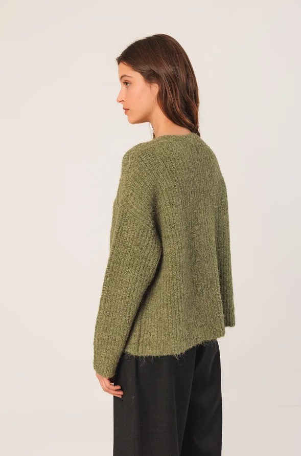 Chunky knitted cardigan in Green | Indi & Cold
