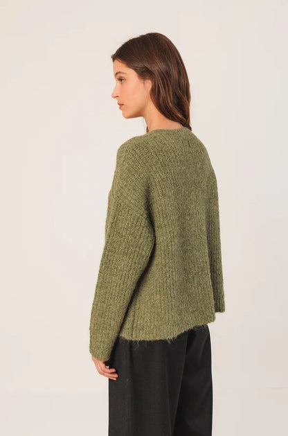 Chunky knitted cardigan in Green | Indi & Cold